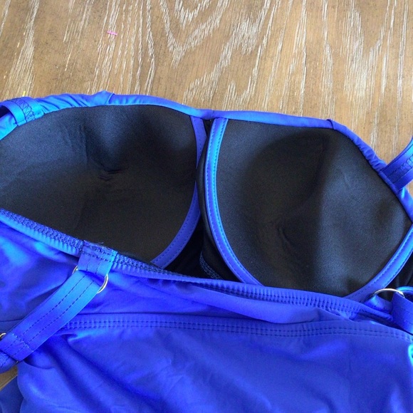 Athena Womens Electric Blue Twist Tie Front Tankini Top Size 10 - Picture 5 of 10